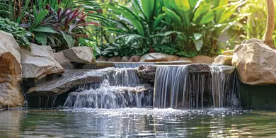 Modern outdoor home water feature fountain waterfall as wide banner with copy space area for garden landscape design concepts.
home, decoration, waterfall, landscape, exterior, garden, decorative, architecture, feature, water, palace, hotel, lighting, resort, luxury, modern, pool, porch, fountain, zen, gardening, tiling, contractor, service, fitting, landscaping, plant, romantic, cosy, tree, backyard, allotment, decor, design, luxurious, residence, fall, flowing, splashing, stone, wall, house, copy space, copy, space, banner, stream, splash, nature